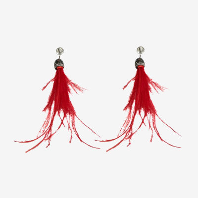 Bijoux Bar Feather Womens Pink Drop Earrings
