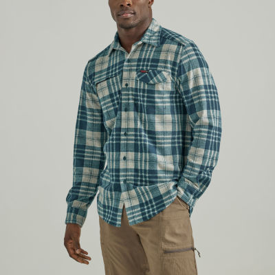 Wrangler Campsite Mens Moisture Wicking Regular Fit Long Sleeve Plaid  Button-Down Shirt