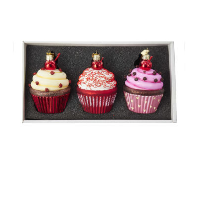 Kurt Adler Noble Gems™ Cupcake Glass 3-pc. Christmas Ornament