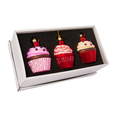 Kurt Adler Noble Gems™ Cupcake Glass 3-pc. Christmas Ornament