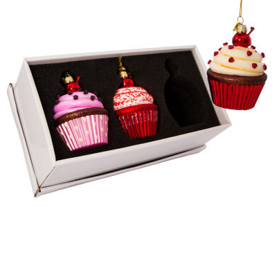 Kurt Adler Noble Gems™ Cupcake Glass 3-pc. Christmas Ornament