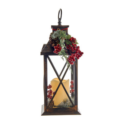 Kurt Adler 13.75" Lantern With Candle Lighted Christmas Tabletop Decor