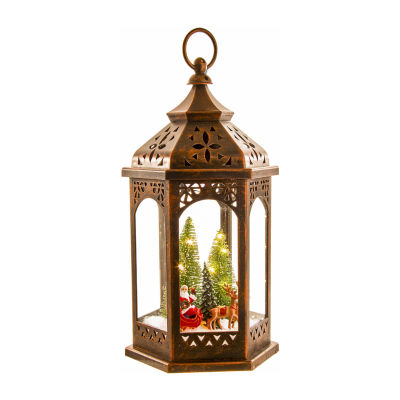 Kurt Adler 13" Lit Lantern With Santa Lighted Christmas Tabletop Decor