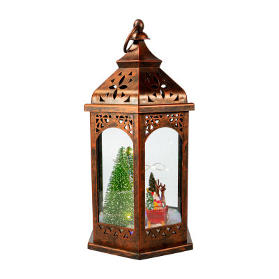 Kurt Adler "13"" Lit Lantern With Santa" Lighted Christmas Tabletop Decor