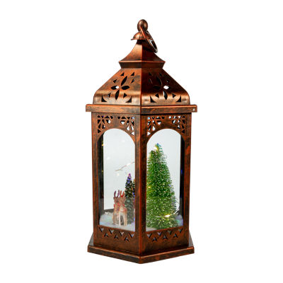 Kurt Adler "13"" Lit Lantern With Santa" Lighted Christmas Tabletop Decor