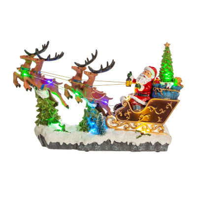 Kurt Adler Led Santa And Sleigh Table Piece Plays Music Lighted Christmas Tabletop Decor