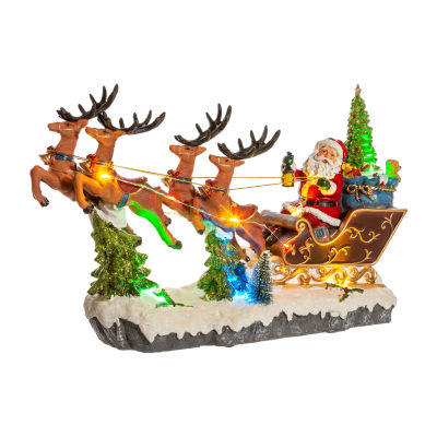 Kurt Adler Led Santa And Sleigh Table Piece Plays Music Lighted Christmas Tabletop Decor