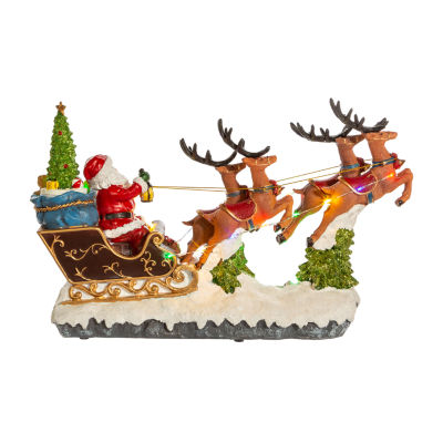 Kurt Adler Led Santa And Sleigh Table Piece Plays Music Lighted Christmas Tabletop Decor