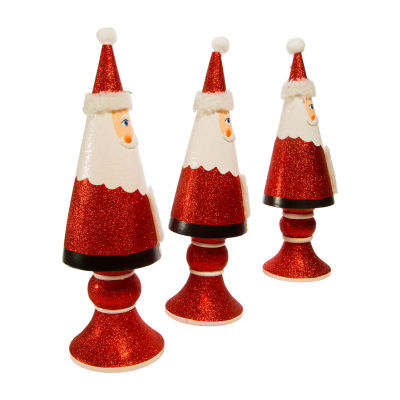 Kurt Adler 3-pc. Wooden Santa Tree Set Christmas Tabletop Decor