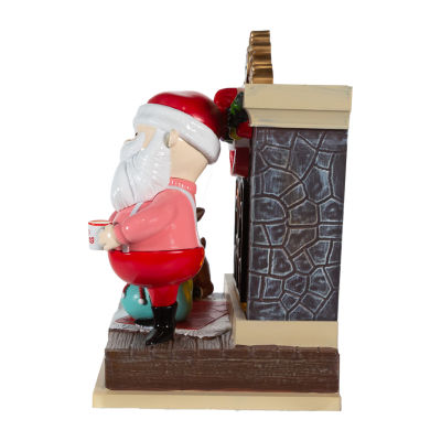 Kurt Adler Rudolph And Santa Fireplace Christmas Tabletop Decor