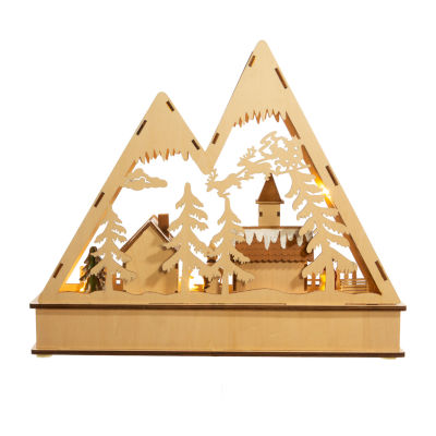 Kurt Adler Led Mountain Village Lighted Christmas Tabletop Decor