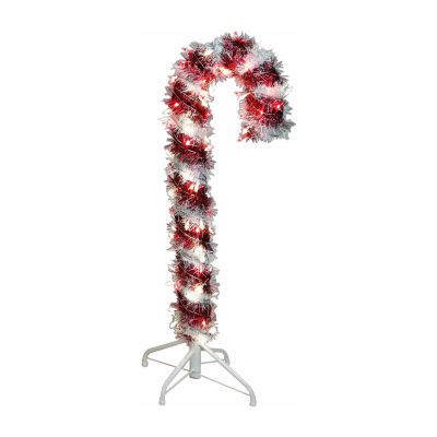 Kurt Adler Foot Prelit Led Tinsel Candy Cane Christmas Yard Art