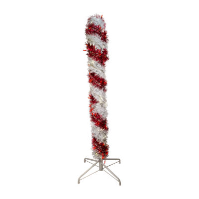 Kurt Adler 4 Foot Prelit Led Tinsel Candy Cane Christmas Holiday Yard Art
