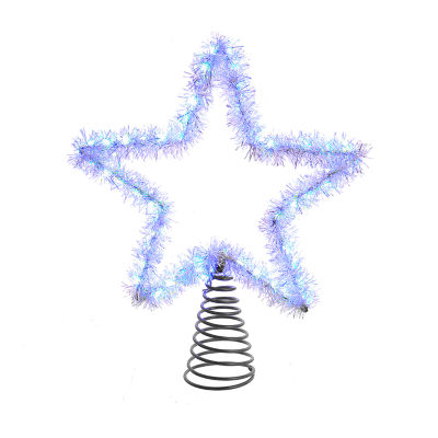 Kurt Adler 12.2" White Led Silver Star Christmas Tree Topper