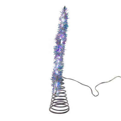 Kurt Adler "12.2"" White Led Silver Star" Christmas Tree Topper