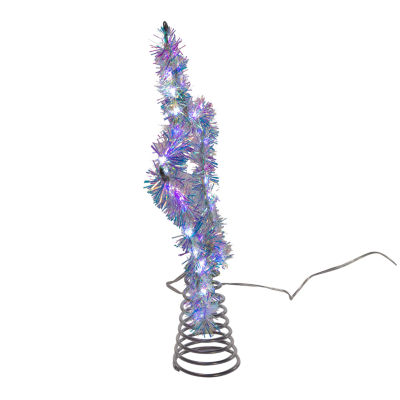 Kurt Adler "12.2"" White Led Silver Star" Christmas Tree Topper