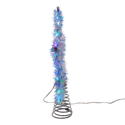 Kurt Adler 12.2" Led Silver Tinsel Star Christmas Tree Topper