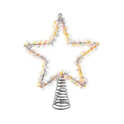 Kurt Adler 12.2" White Led Silver Star Christmas Tree Topper