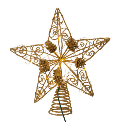 Kurt Adler 11.75" 30 Light Gold Star Christmas Tree Topper