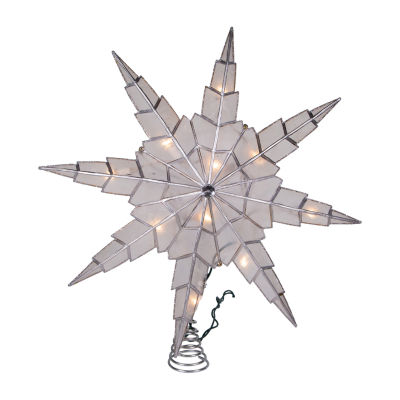 Kurt Adler 15" 8-Point Capiz Silver Star Christmas Tree Topper