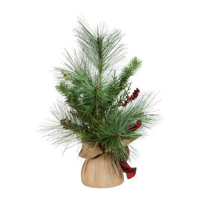 Kurt Adler Berries And Plaid Ribbon Green 1 1/2 Feet Christmas Tree