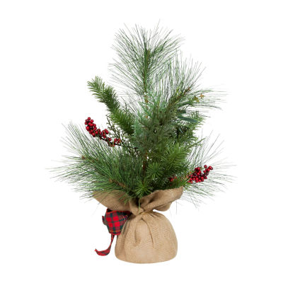 Kurt Adler Berries And Plaid Ribbon Green 1 1/2 Feet Christmas Tree