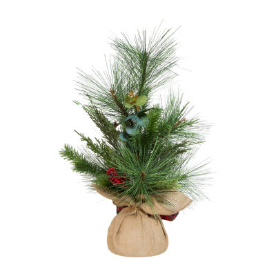 Kurt Adler Berries And Plaid Ribbon Green 1 1/2 Feet Christmas Tree