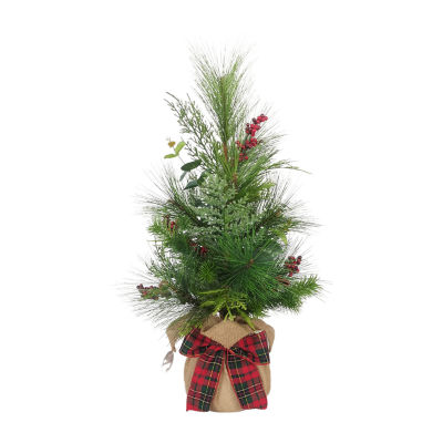 Kurt Adler Berries And Plaid Ribbon Green 2 Foot Christmas Tree