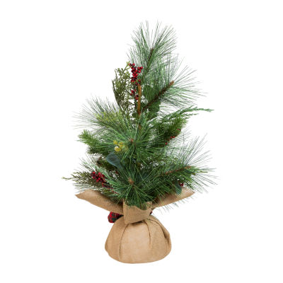 Kurt Adler Berries And Plaid Ribbon Green 2 Foot Christmas Tree
