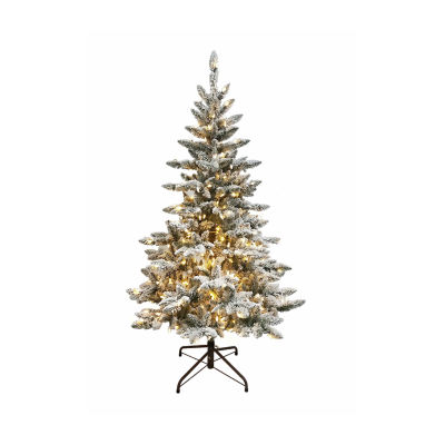 Kurt Adler Warm White Led Snow 5 Foot Pre-Lit Flocked Pine Christmas Tree