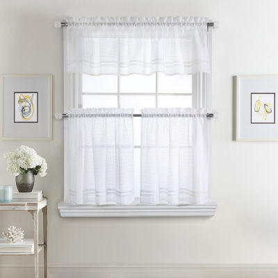 Gingham Sheer Rod Pocket Curtain Panel 72087 400 52 24 001 Color White Jcpenney