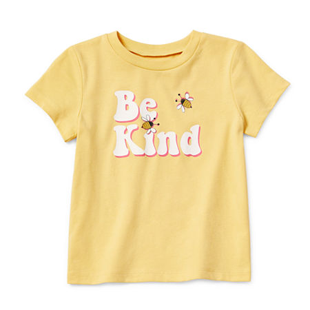 Okie Dokie Toddler & Little Girls Round Neck Short Sleeve Graphic T-Shirt, 12 Months, Yellow