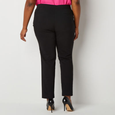 Liz Claiborne Womens Mid Rise Straight Drawstring Pants, Color: Black -  JCPenney