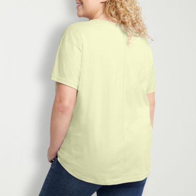 Hanes Womens Crew Neck Short Sleeve T-Shirt Plus