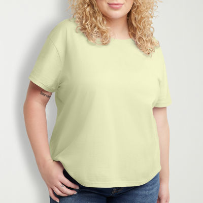 Hanes Womens Plus Crew Neck Short Sleeve Active T-Shirt
