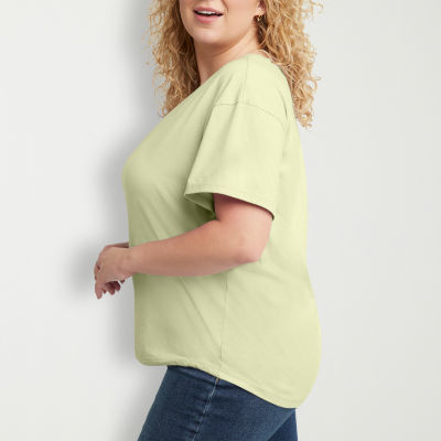 Hanes Womens Plus Crew Neck Short Sleeve Active T-Shirt