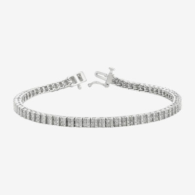 1 CT. T.W. Natural White Diamond Sterling Silver Tennis Bracelet