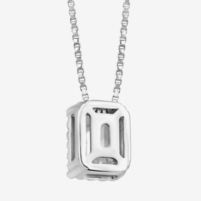 (I / I1) Womens 1 CT. T.W. Lab Grown White Diamond 10K White Gold Pendant Necklace