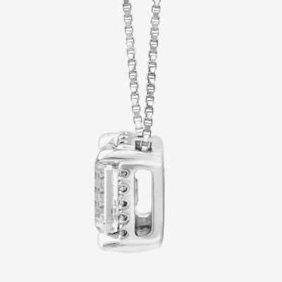 (I / I1) Womens 1 CT. T.W. Lab Grown White Diamond 10K White Gold Pendant Necklace