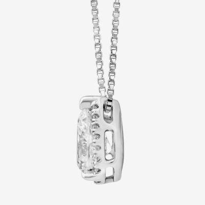 (I / I1) Womens 1 CT. T.W. Lab Grown White Diamond 10K White Gold Pear Pendant Necklace