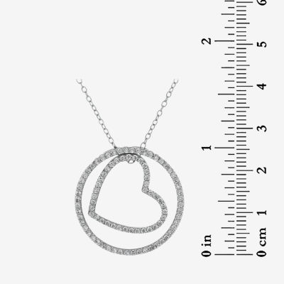 Sterling Silver 3-in-1 Cubic Zirconia Circle Heart Necklace