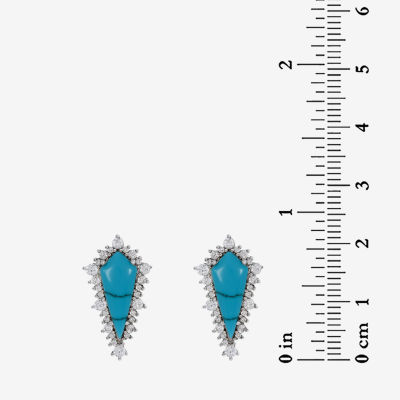 Simulated Turquoise Sterling Silver Stud Earrings