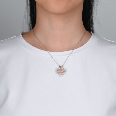 "Love" Wear 3 Ways Womens 3/4 CT. T.W. White Cubic Zirconia 18K Gold Over Silver Heart Pendant Necklace