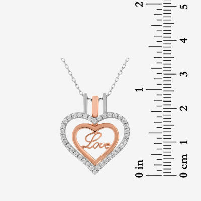 "Love" Wear 3 Ways Womens 3/4 CT. T.W. White Cubic Zirconia 18K Gold Over Silver Heart Pendant Necklace