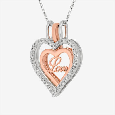 "Love" Wear 3 Ways Womens 3/4 CT. T.W. White Cubic Zirconia 18K Gold Over Silver Heart Pendant Necklace