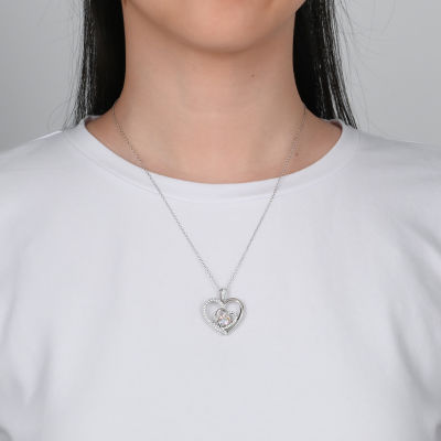 DiamonArt® Preciosa Aurora Borealis Womens 1 7/8 CT. T.W. White Cubic Zirconia Sterling Silver Heart Pendant Necklace