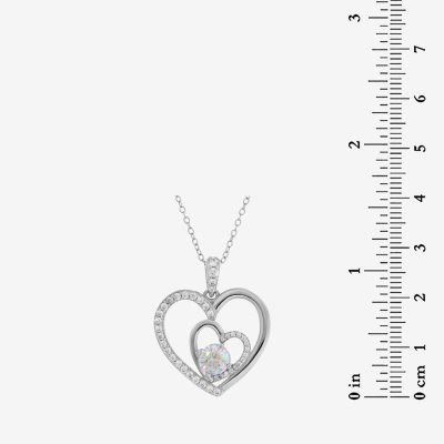 DiamonArt® Preciosa Aurora Borealis Womens 1 7/8 CT. T.W. White Cubic Zirconia Sterling Silver Heart Pendant Necklace