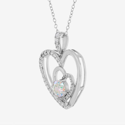 DiamonArt® Preciosa Aurora Borealis Womens 1 7/8 CT. T.W. White Cubic Zirconia Sterling Silver Heart Pendant Necklace