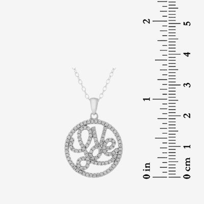 DiamonArt® "Love" Womens 1 1/6 CT. T.W.  White Cubic Zirconia Sterling Silver Round Pendant Necklace