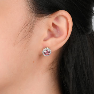 5 3/4 CT. T.W. Pink Zirconia Sterling Silver 10.6mm Stud Earrings